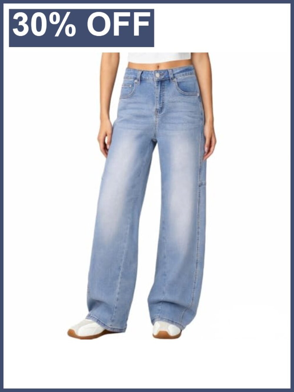 High Rise Wide Leg Barrel Jeans Women Baggy Denim Pants Stretchy
